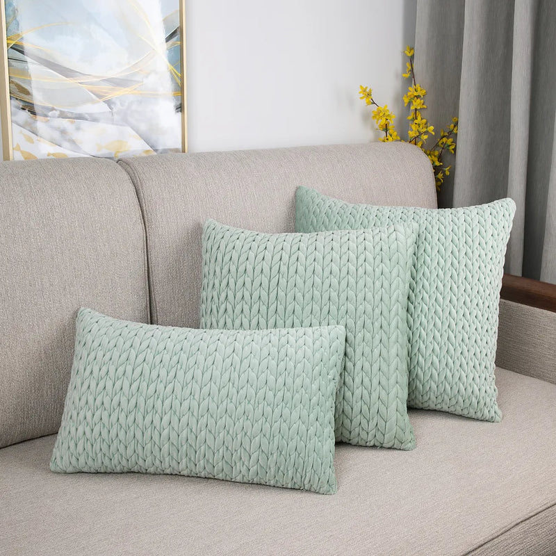 Afralia™ Solid Crochet Nordic Velvet Weave Pillow Cases for Living Room