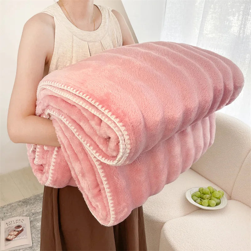 Afralia™ Bubble Velvet Woolen Sofa Blanket - Soft & Warm Multi-Purpose Cover
