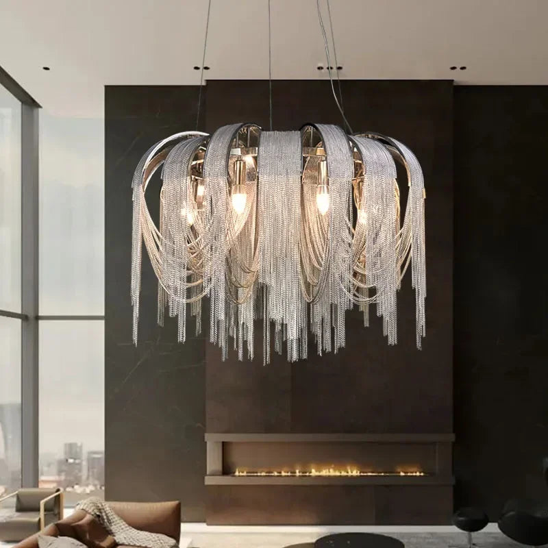 Afralia™ Modern Tassels LED Chandelier for Living Room Dining Bedroom Pendant Lights