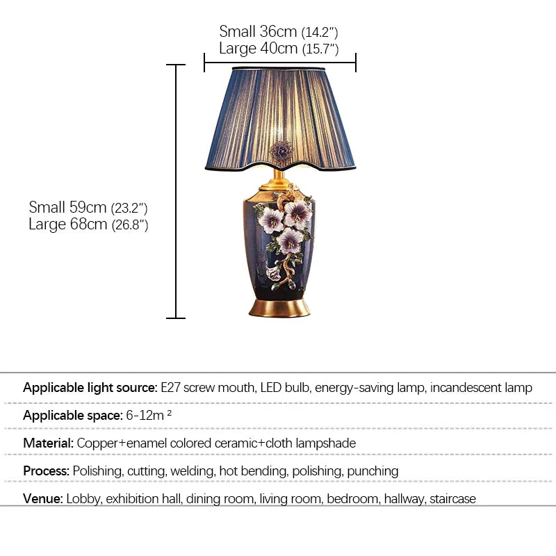 Afralia™ Luxury Brass Ceramics Table Lamp LED for Home Living Room Bedroom