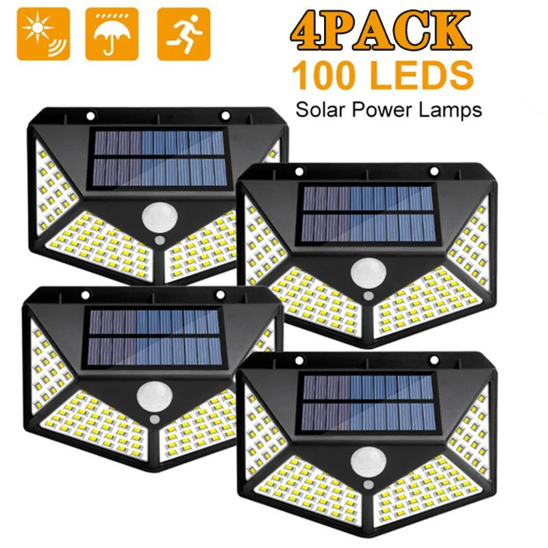 Afralia™ 100 LED Solar Wall Lights Outdoor with PIR Motion Sensor for Garden Street Security