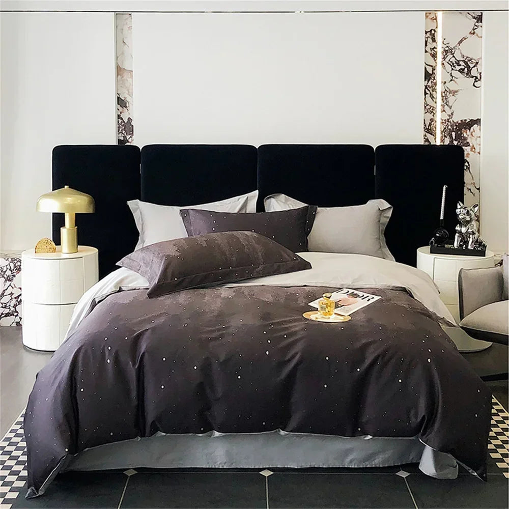 Afralia™ Colorful Egyptian Cotton Bedding Set: Sheet, Pillowcase, Duvet Cover - Queen King Full Size