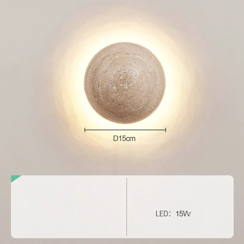 Afralia™ Round Stone Wall Mounted LED Sconce for Living Room & Bedroom