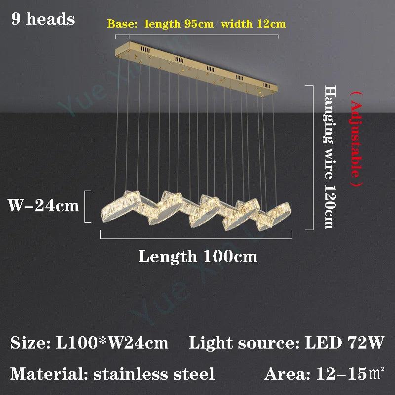 Afralia™ Luxury Crystal Ceiling Pendant LED Chandelier with Remote Control