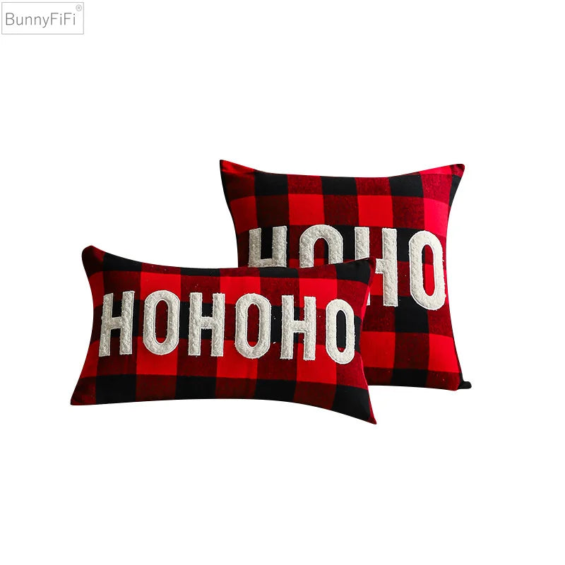 Afralia™ Christmas Plaid Cushion Cover in Red Black Check for Home Sofa Bed