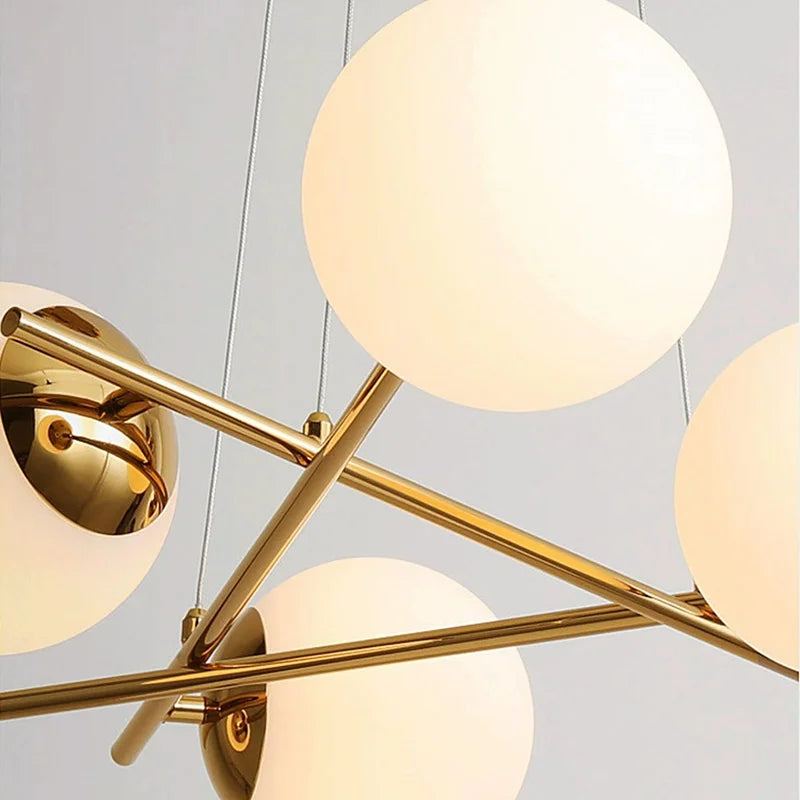 Afralia™ French Glass Ball Chandelier Vintage LED Ceiling Pendant Light