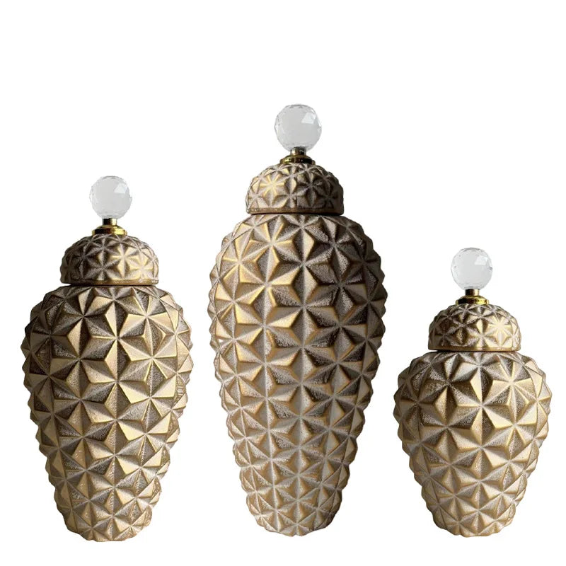 Afralia™ Geometric Diamond Ceramic Vase: Stylish Flower Arrangement Décor Jar