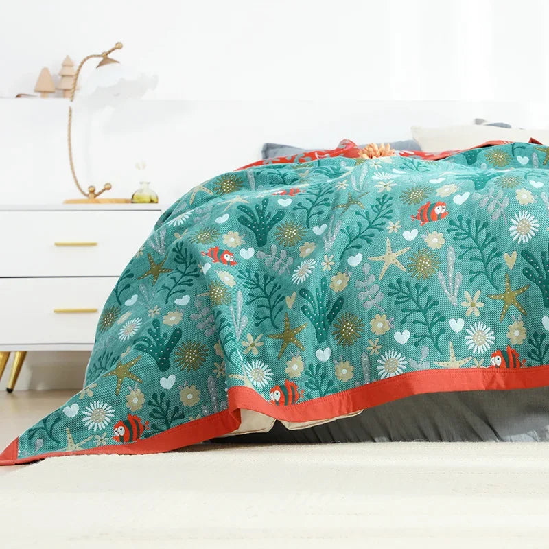 Afralia™ Japanese Cotton Gauze Boho Throw Blanket - Summer Cool Quilt for Beds and Sofas