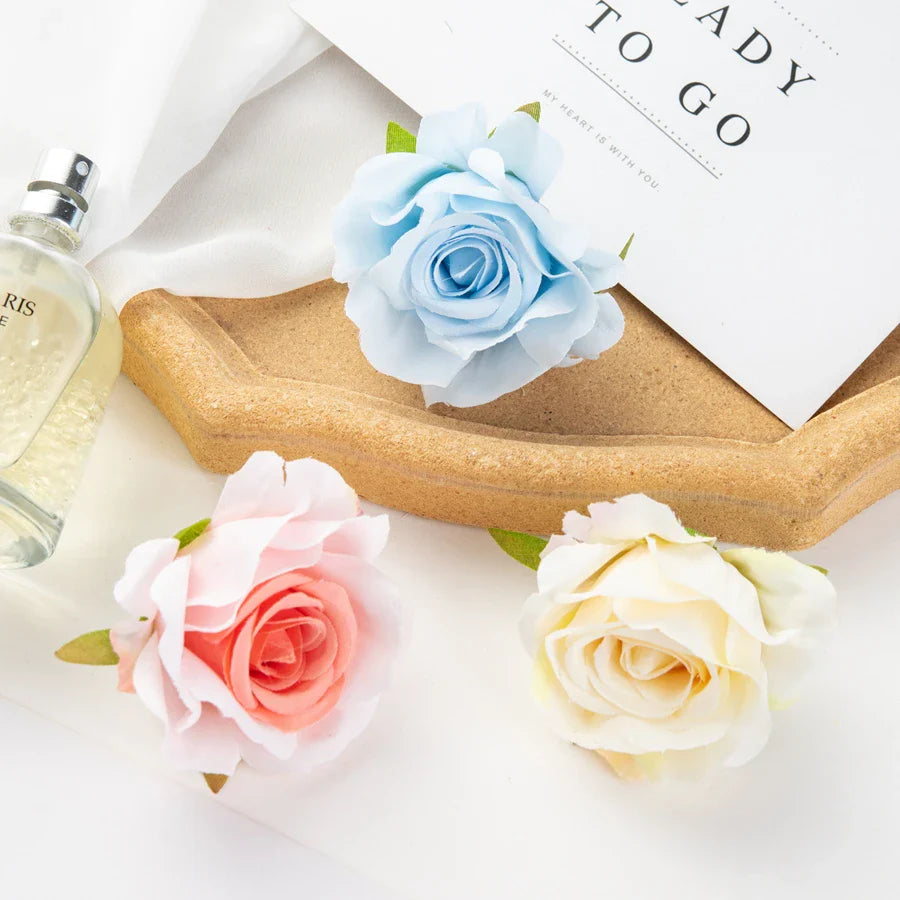 Afralia™ Silk Pink Rose Artificial Flowers 10Pcs Wedding Party Home Decor Wreath Bouquet