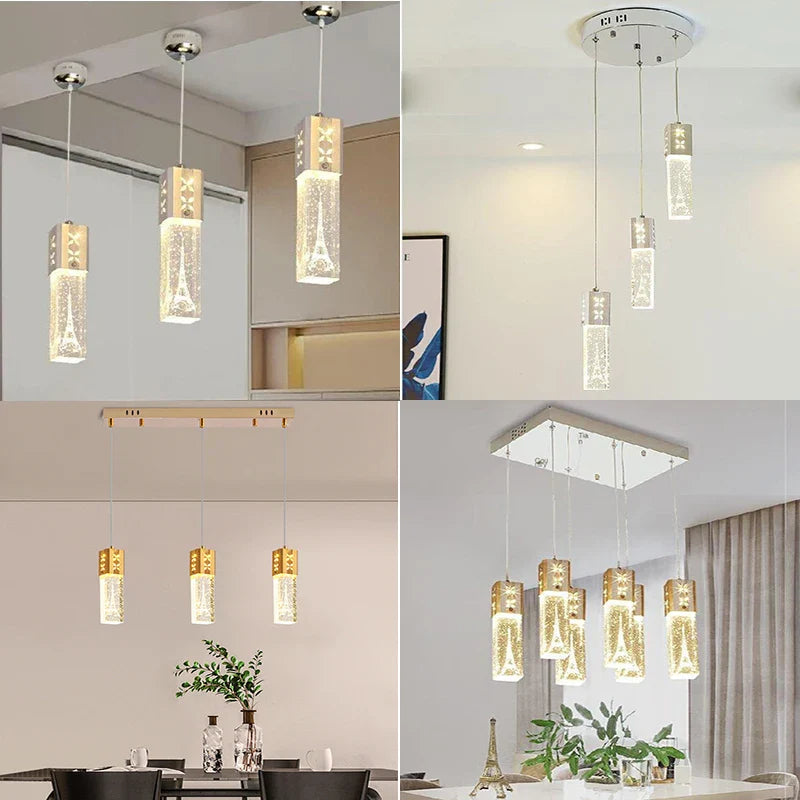 Afralia™ Bubble Crystal LED Pendant Lights in Gold/Silver