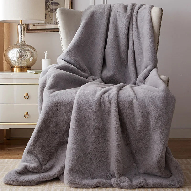 Afralia™ Faux Fox Fur Plush Blanket: Ultra Soft, Warm, and Luxurious for Office, Sofa, and Travel