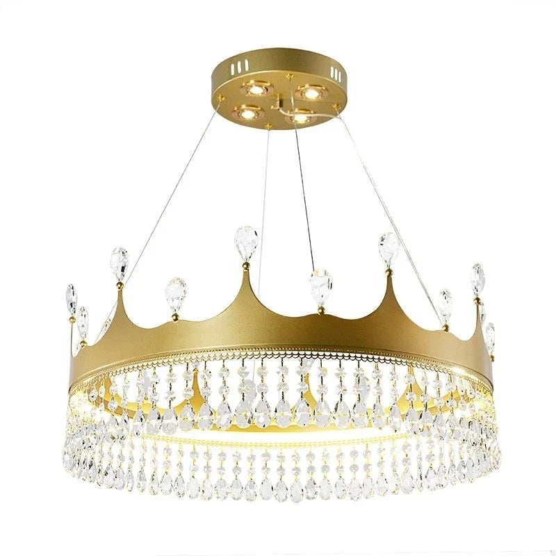 Afralia™ Princess Crown Crystal LED Chandelier for Home Lighting