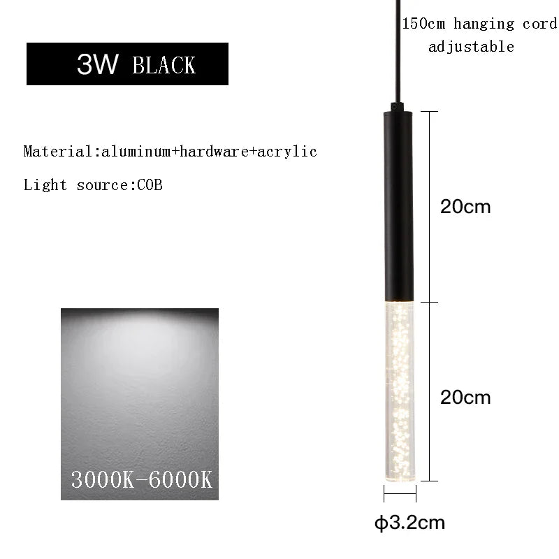 Afralia™ Black Cylinder Pendant Lights for Modern Kitchen Island and Dining Table