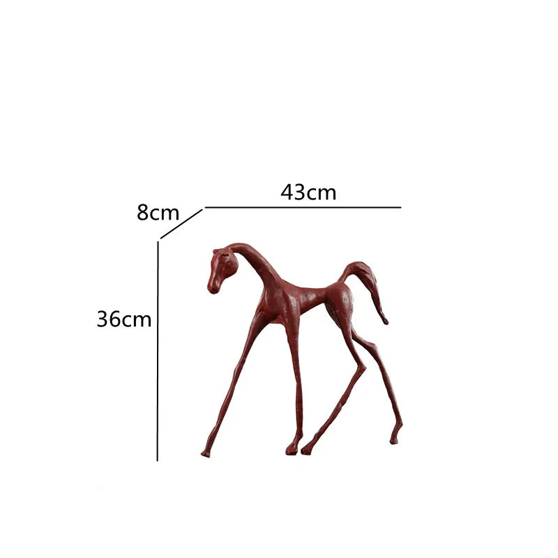 Afralia™ Thin Horse Metal Sculpture Abstract Animal Figurine for Home Decor