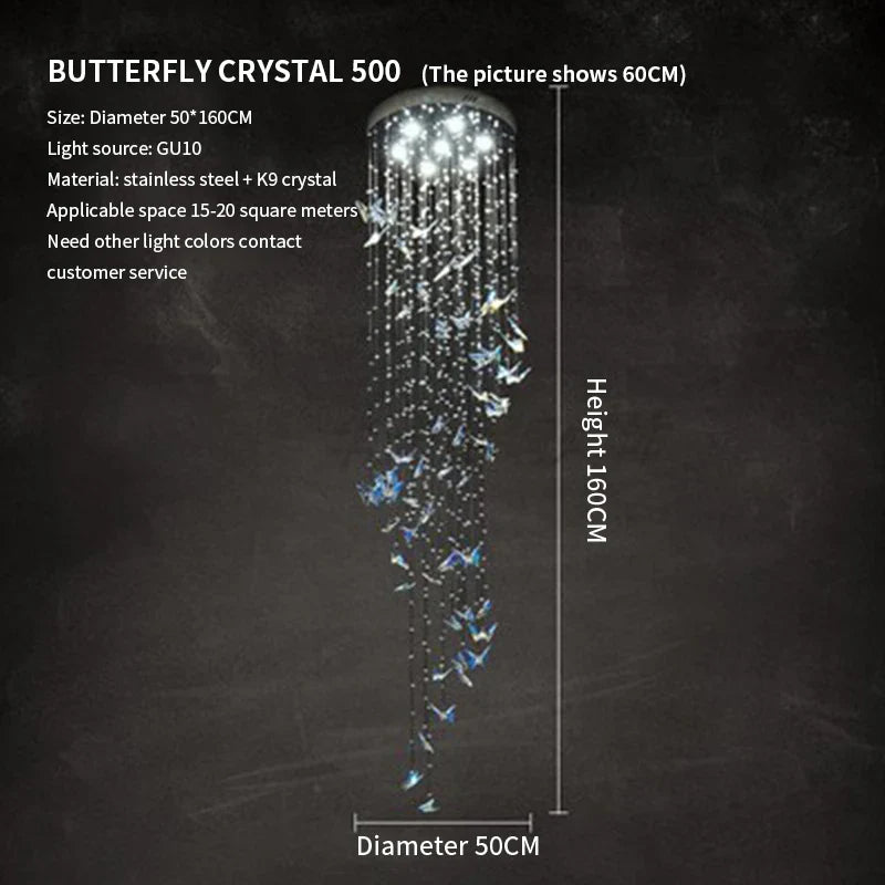 Afralia™ Crystal Butterfly Rotating Chandelier for Modern Light Luxury Villas