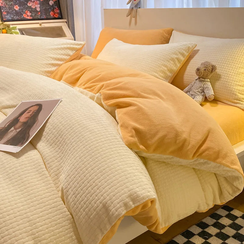 Afralia™ Plush Waffle Fleece Duvet Cover - Cozy 3D Carved Winter Comforter for Adults