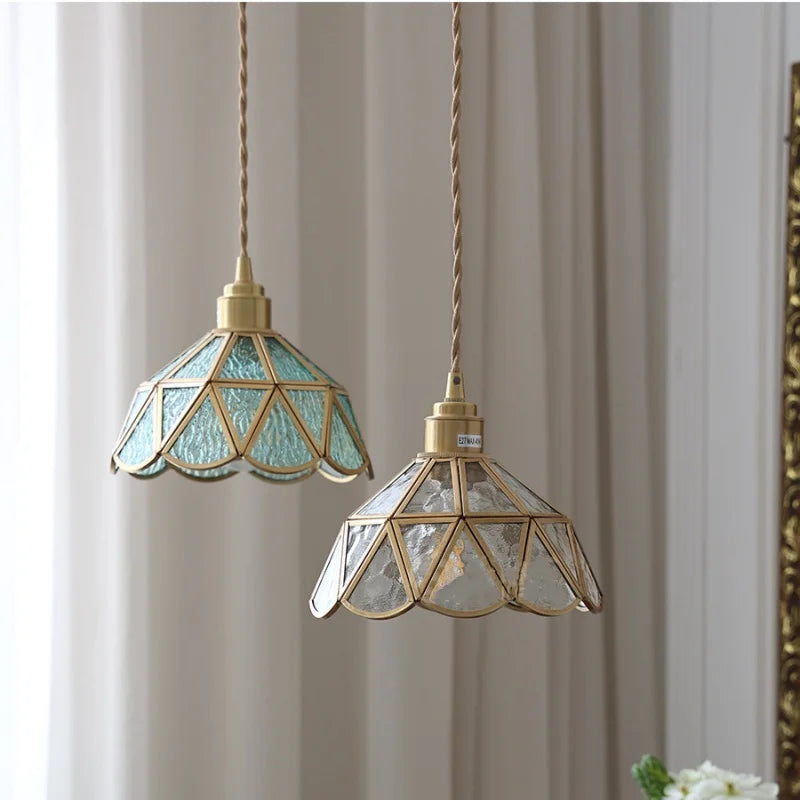 Afralia™ Nordic LED Pendant Light Glass Kitchen Dining Room Copper Hanging Lamp
