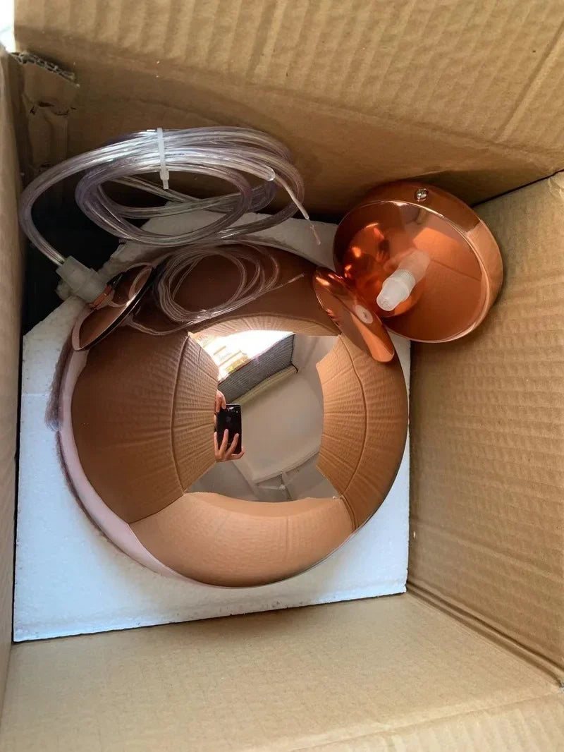Afralia™ Copper Glass Ball Pendant Light Globe Kitchen Hanging Lamp Industrial Decor