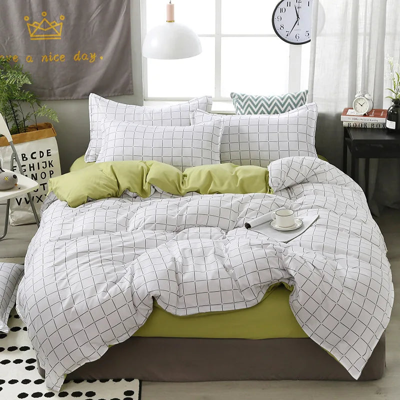 Afralia™ Cartoon Lattice Floral Geometric Pattern Bedding Set