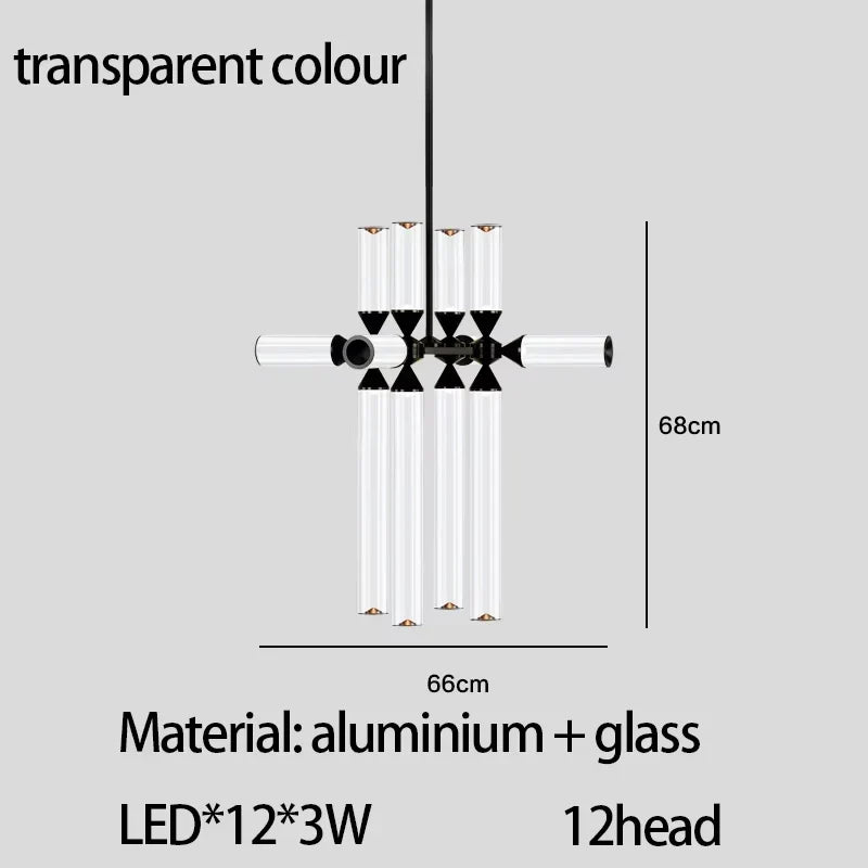 Afralia™ Glass Tube Chandelier: Modern LED Pendant Lamp for Living Room, Bedroom, Cafe, and Dining Room.