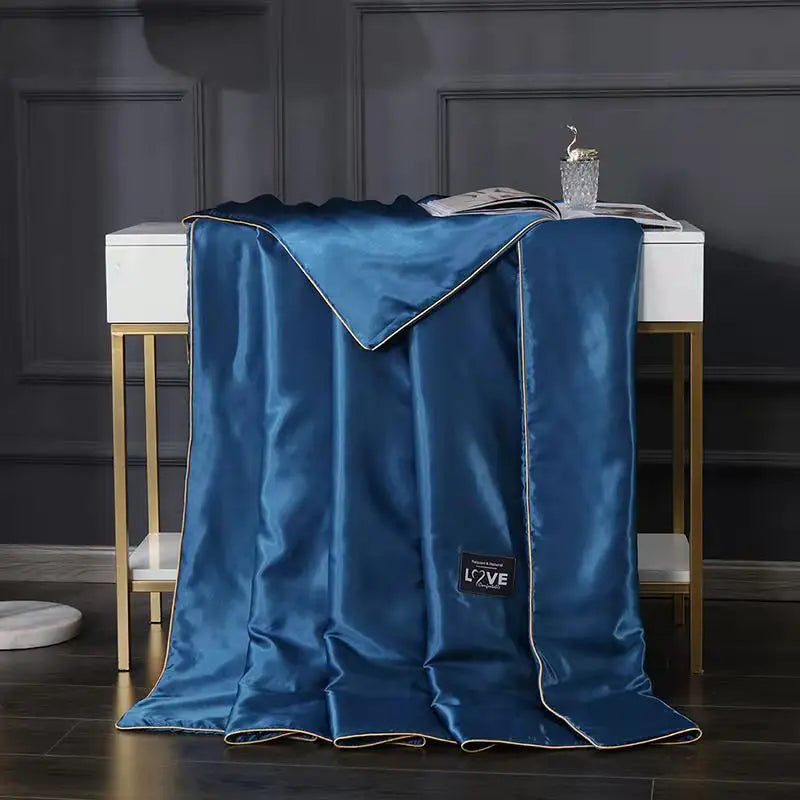 Afralia™ Rayon Quilted Queen Comforter: Luxurious High-End Spring Summer Satin Blanket