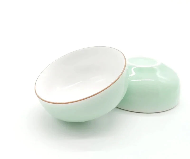 Afralia™ Celadon Tea Cup Set: Green Outside, White Inside, Creative Kung Fu Porcelain Teacup