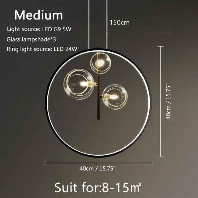 Afralia™ Glass Ball Chandelier: Designer Dining Table Bubble Lamp for Indoor LED Lighting