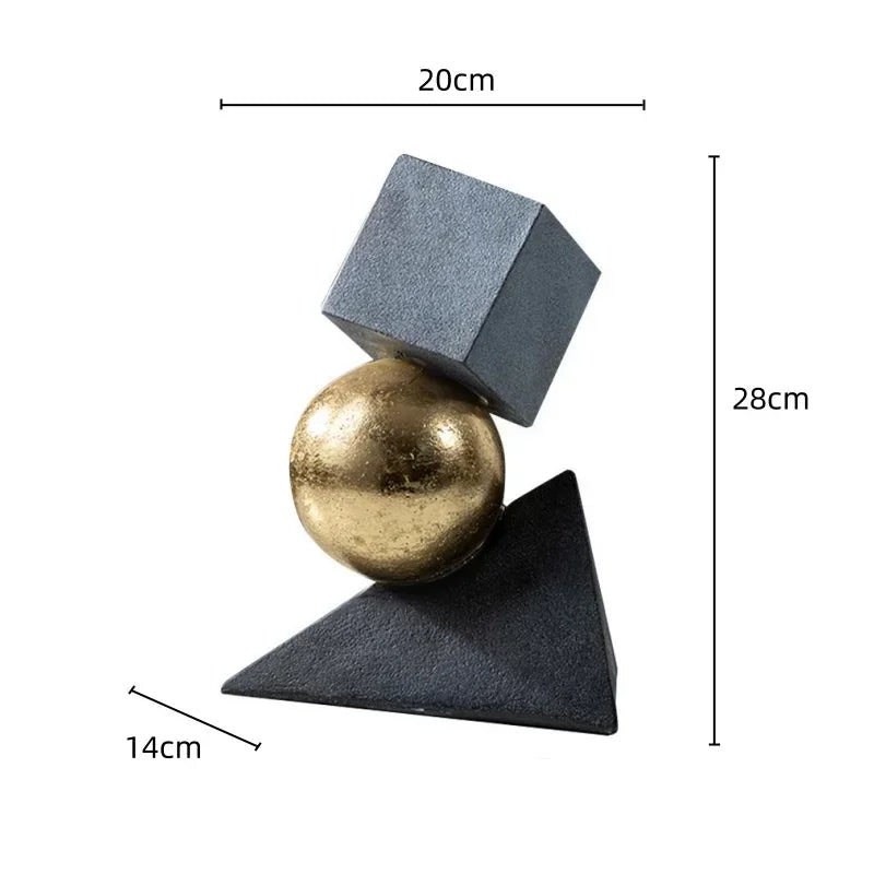 Afralia™ Geometric Gold Ball Sculpture Statues for Home Decor