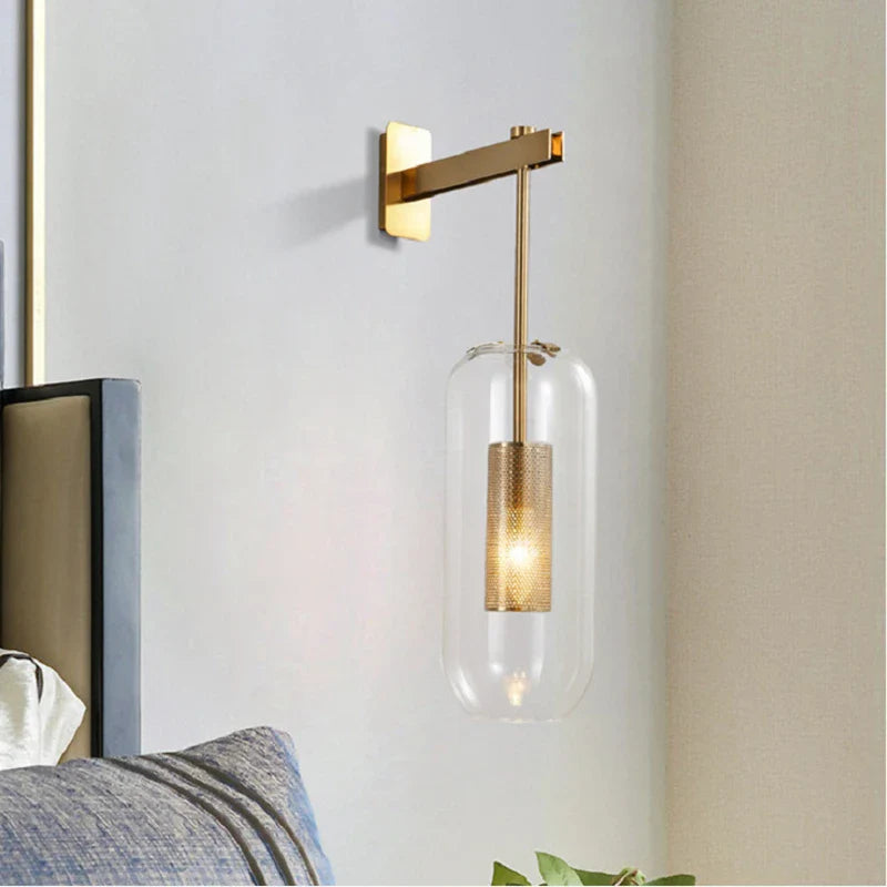 Afralia™ Gold Glass Wall Sconce Light Fixture for Home Hotel Bathroom Decor