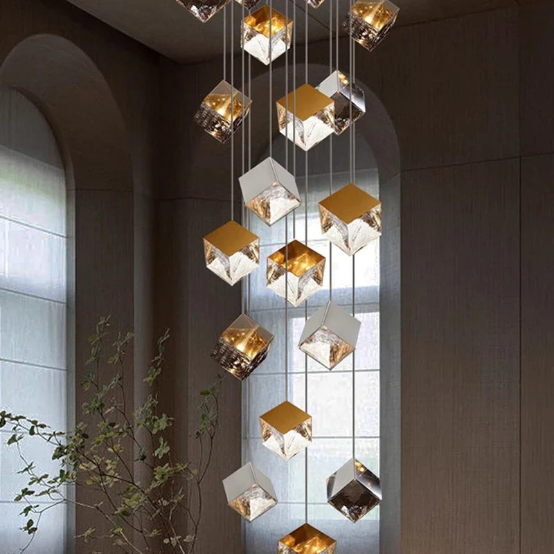 Afralia™ Modern Stair Chandelier Pendant Lights - LED Ceiling Lamp for Living Room