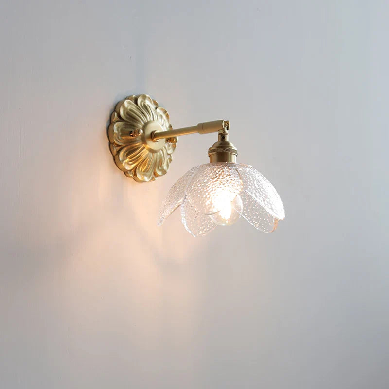 Afralia™ Green Glass LED Wall Lamp with Copper Base for Bedroom Living Room