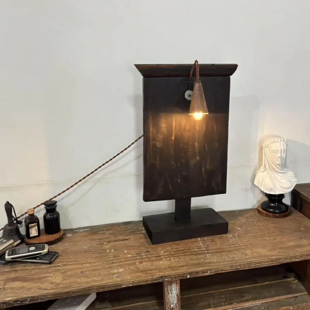 Afralia™ Vintage Floor Standing Magazine Rack with Reading Lamp and Shelves