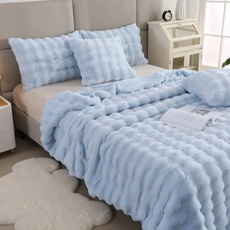 Afralia™ Bubble Rabbit Velvet Blanket: Soft Plush Sofa Cover for All Seasons