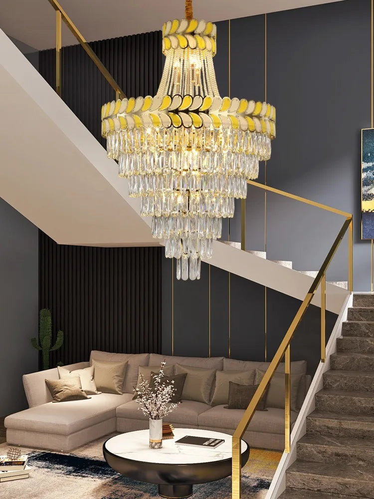 Afralia™ Luxury Duplex Building Staircase Chandelier