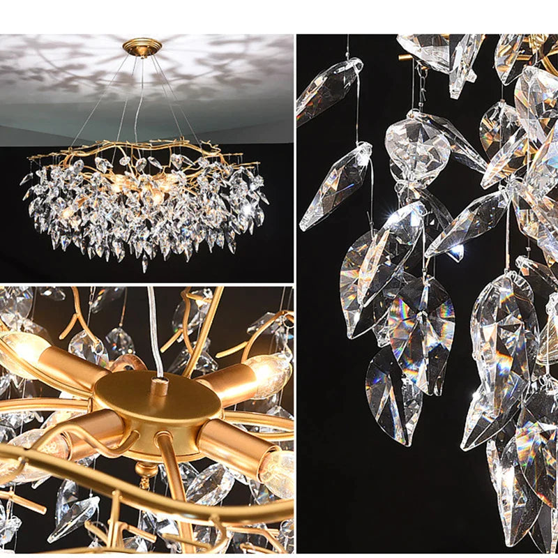 Afralia™ Luxury Crystal Chandelier LED Pendant Lamps for Living Room & Dining Hall