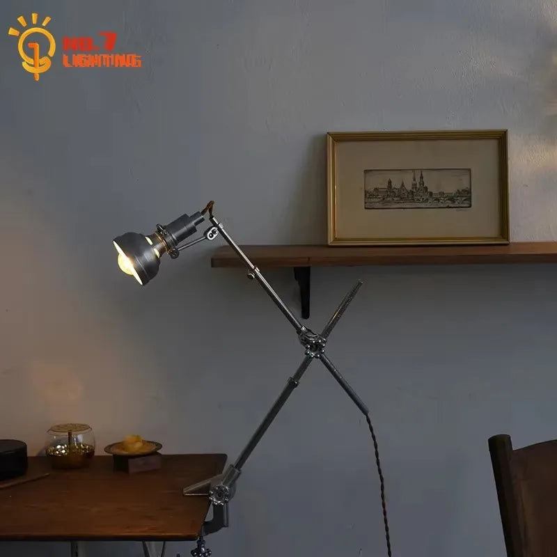 Afralia™ Vintage Swing Arm Table Lamp LED E14 Retro Flexible Desk Light