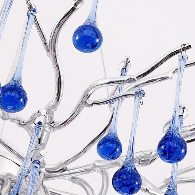 Afralia™ Blue Crystal LED Chandelier: Luxury Classic Pendant Light for Living Room.