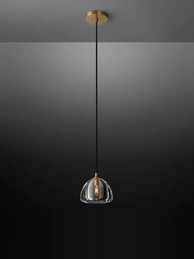 Afralia™ Black Brass Retro Crystal Copper LED Ceiling Pendant for Home Lighting