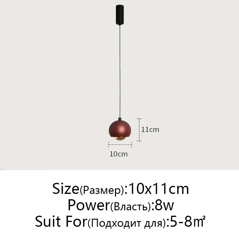 Afralia™ Gold Metal Luster Pendant for Bedside & Kitchen Island - Minimalist LED Hanging Light