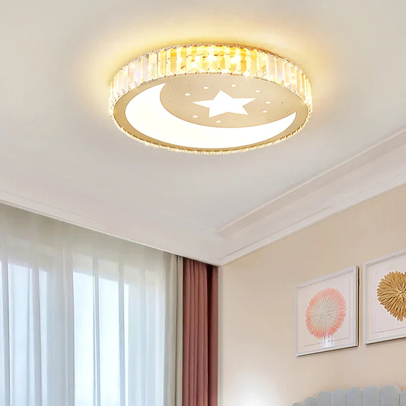 Afralia™ Luxury Crystal Gold Chandelier LED Ceiling Lamp for Living Room & Bedroom