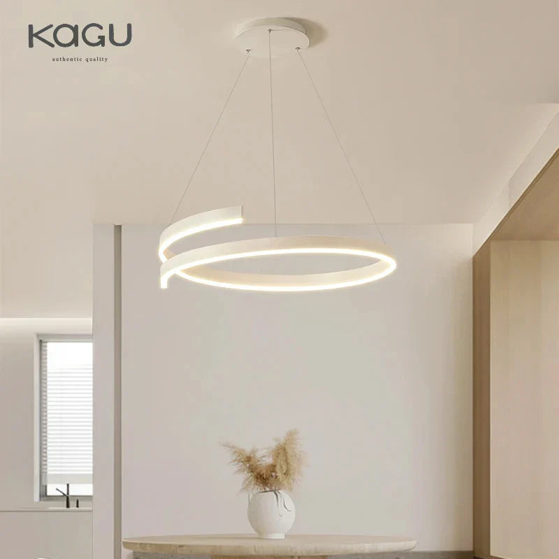 Afralia™ Black/White Spiral Chandelier for Living Dining Kitchen. Trendy Round Indoor Lighting Fixture.