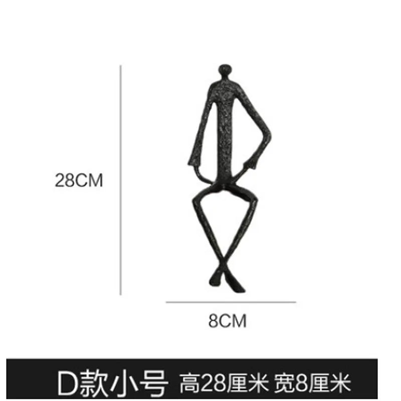 Afralia™ Seated Figure Metal Portrait Sculpture, Handcrafted Iron Statue for Home Decor