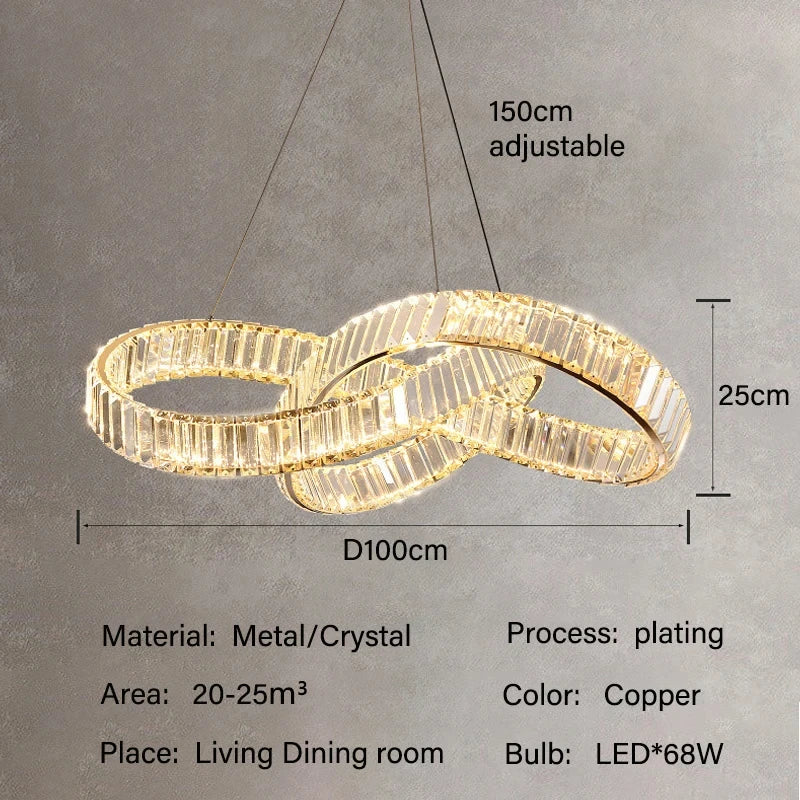 Afralia™ Crystal LED Gold Ceiling Chandelier - Luxe Irregular Ring Design