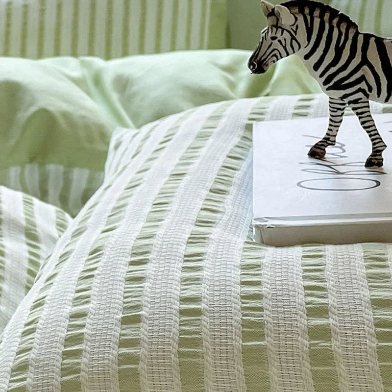 Afralia™ Striped Jacquard Duvet Cover Set - Double Sided Cotton Bedding for Comfort & Style