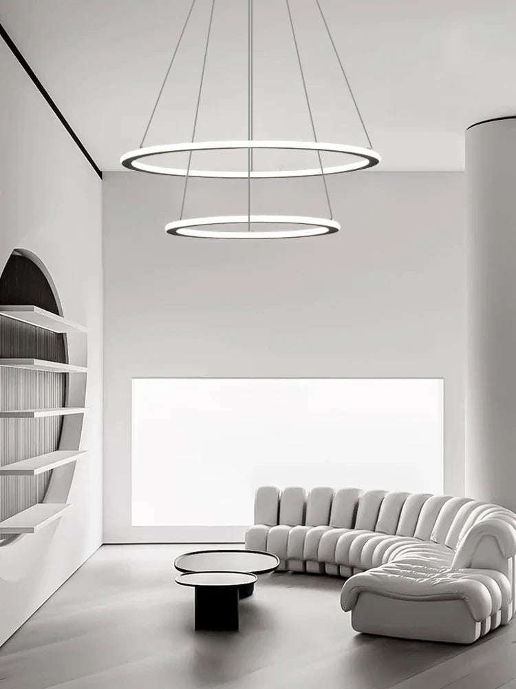 Afralia™ Nordic Circle Ring LED Chandelier: Minimalist Living Room Pendant Light