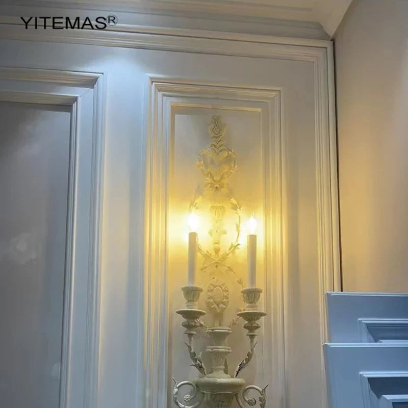 Afralia™ Vintage French White Wall Sconce for Living Room Bedroom Foyer Lighting