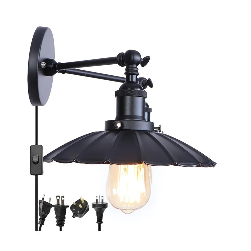 Afralia™ Loft LED Wall Lights with Plug, Industrial Lamparas De Pared