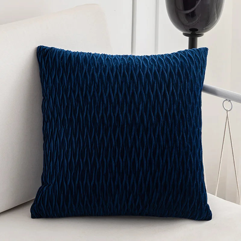 Afralia™ Velvet Striped Pleated Square Pillowcase