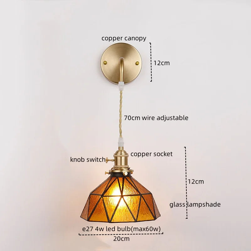 Afralia™ Copper Glass LED Wall Light for Modern Nordic Living Room Bedroom