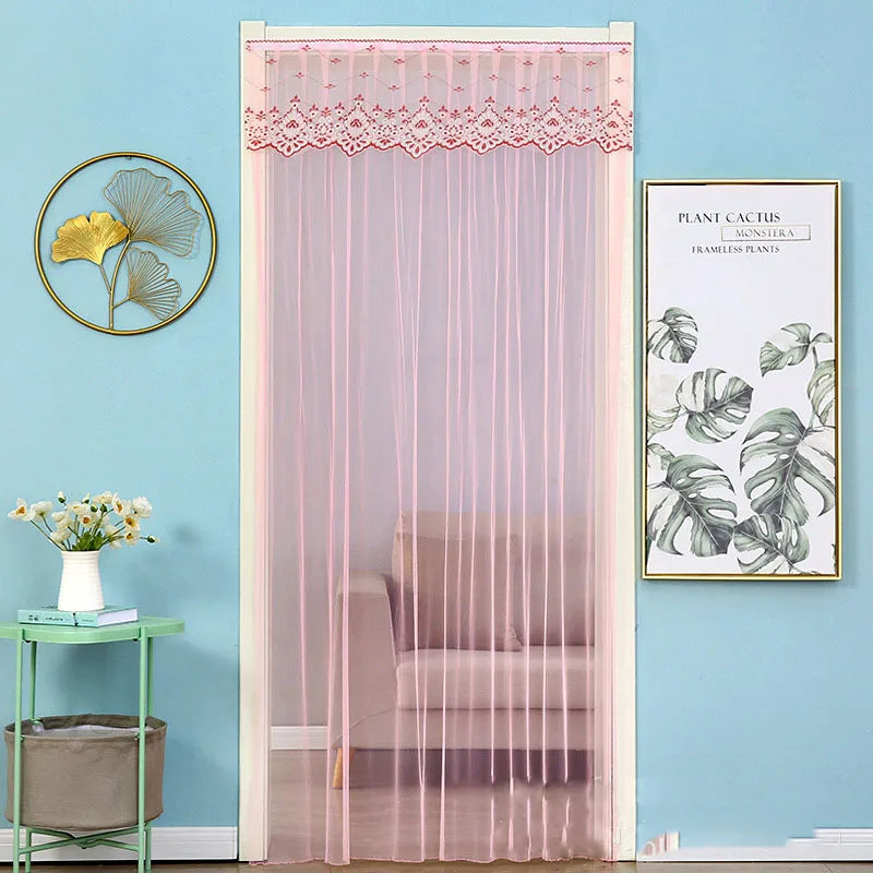 Afralia™ Lace Embroider Summer Insect Net Door Curtain for Living Room and Bedroom